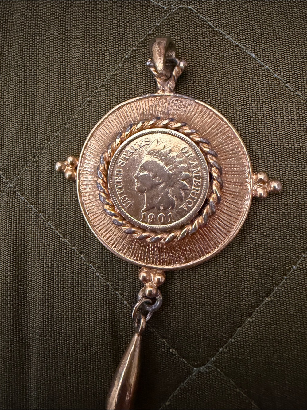 Vintage Coin Pendant Necklace in Gold Tone